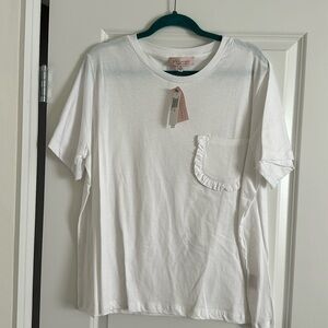 NWT Philosophy T-shirt with ruffle pocket white size 2x